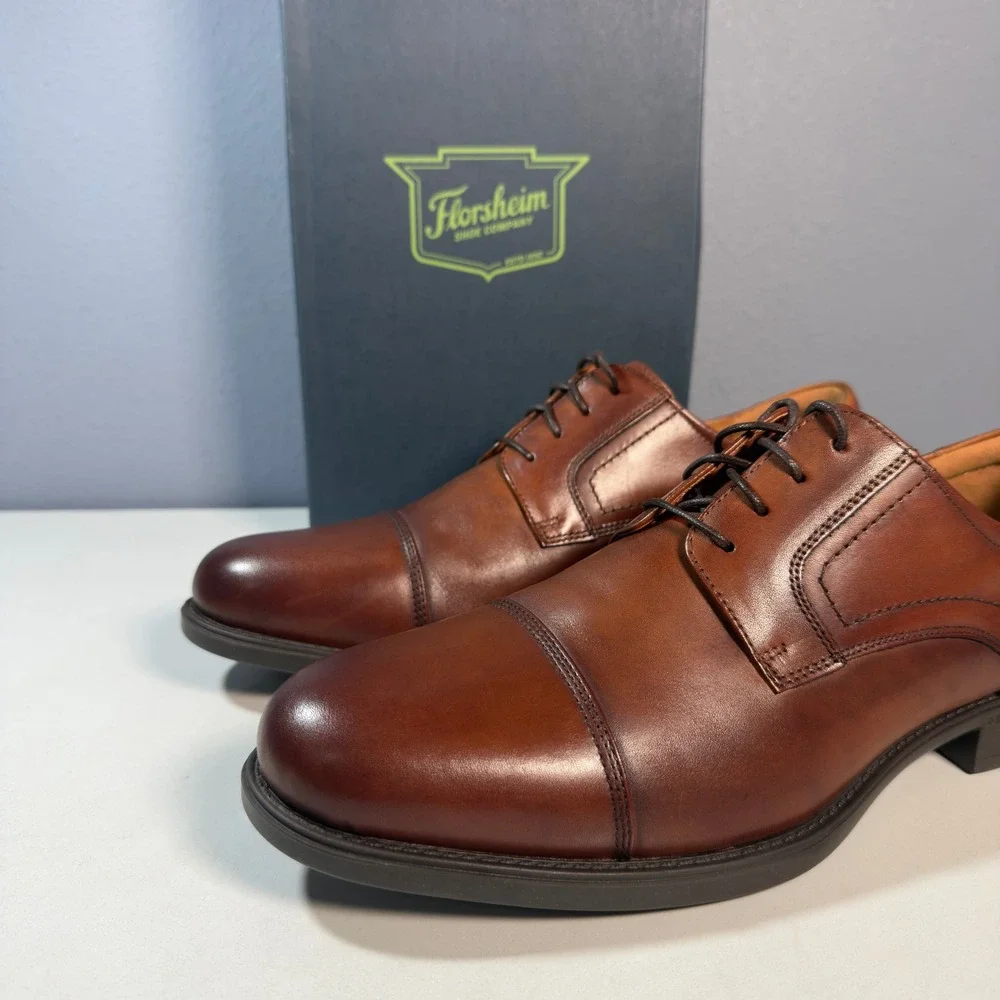 Florsheim Cap Toe Oxford Mens 11D Cognac New Comfortech Leather Dress Shoes NIB